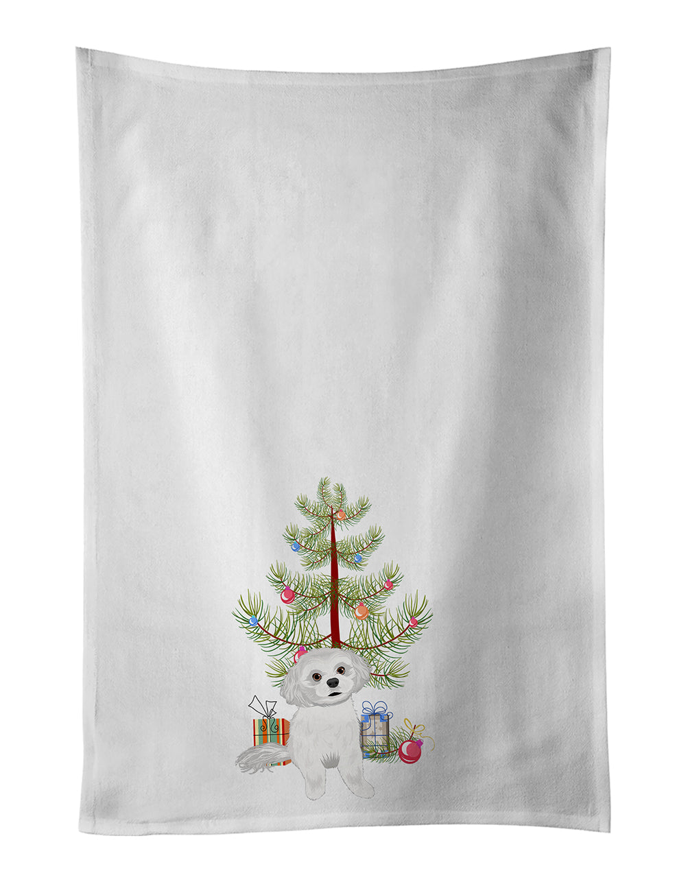 Shih-Tzu Silver and White #1 Christmas Kitchen Towel Set of 2