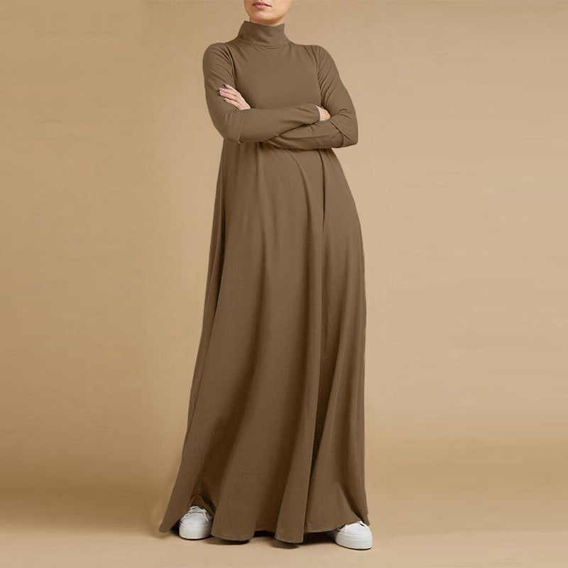 Women's Long Sleeve Turtleneck Collage Dress