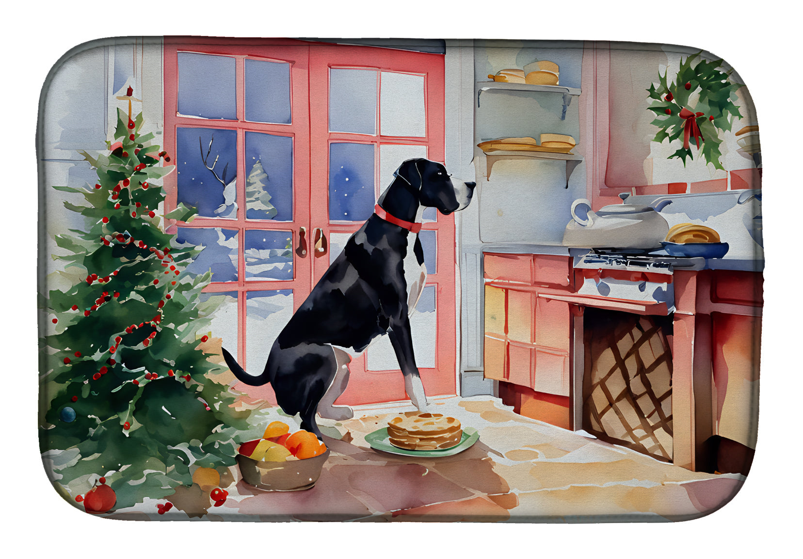 Great Dane Christmas Cookies Dish Drying Mat