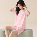 Summer Women's Sleepwear Set with Built-in Bra