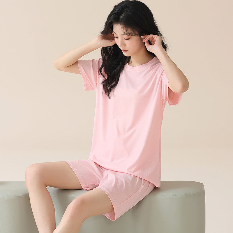 Summer Women's Sleepwear Set with Built-in Bra