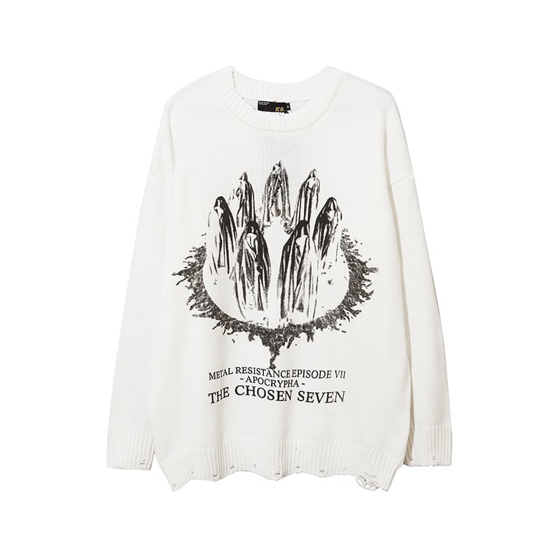 Unisex Letter Jacquard Knitted Sweater