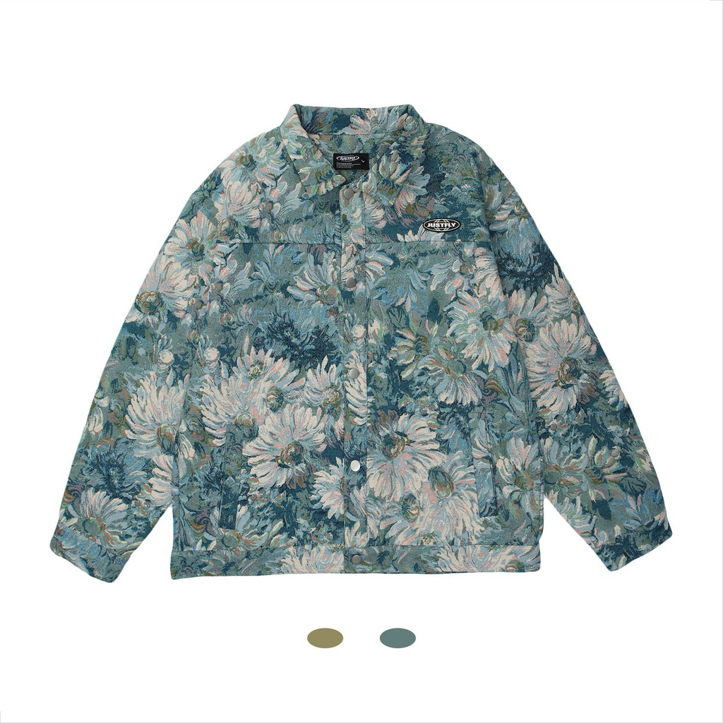 Small Daisy Print Loose-Fit Jacket