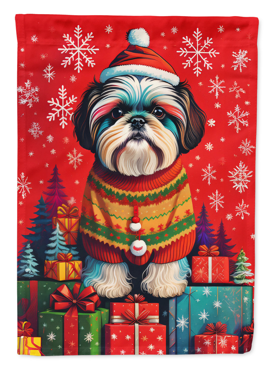 Shih Tzu Holiday Christmas Garden Flag