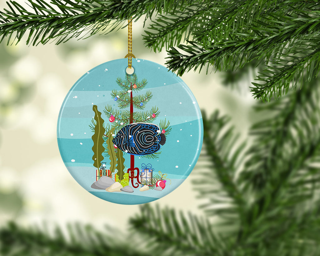 Emperor Angelfish Merry Christmas Ceramic Ornament