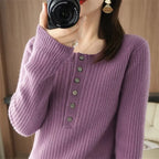 Korean O-neck Warm Sweater for Women - Slim Fit Tops
