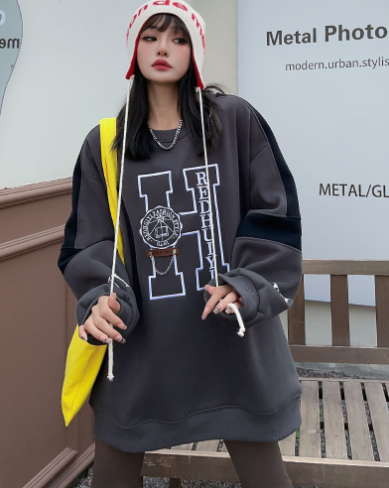 Embroidered Velvet Hooded Sweatshirt for Women | Streetwear