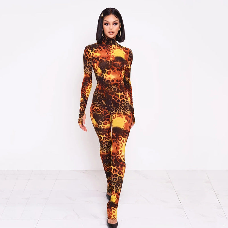 Fashionable Printed Women's Bodysuit in Leopard Print
