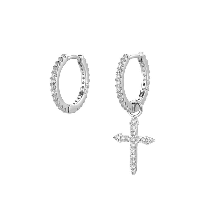 Crystal Cross Hoop Earrings for Women