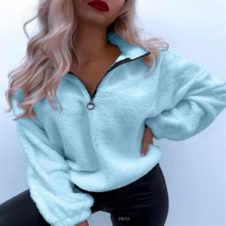 Women's Long-Sleeved Flannel Lapel Sweater