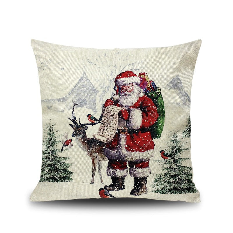 Christmas Bar Decor Linen Pillow Cover for New Year