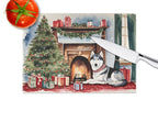 Siberian Husky Cozy Christmas Glass Cutting Board