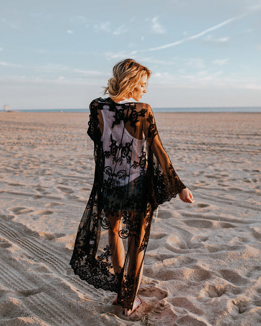 Mesh Beach Vacation Cover-Up Blouse