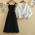 Korean Retro Summer Suit with Shawl Cardigan (Two-Piece)