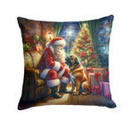 Bullmastiff and Santa Claus Throw Pillow