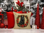 Belgian Sheepdog Christmas Flowers Throw Pillow