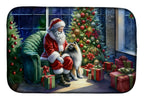 Keeshond and Santa Claus Dish Drying Mat