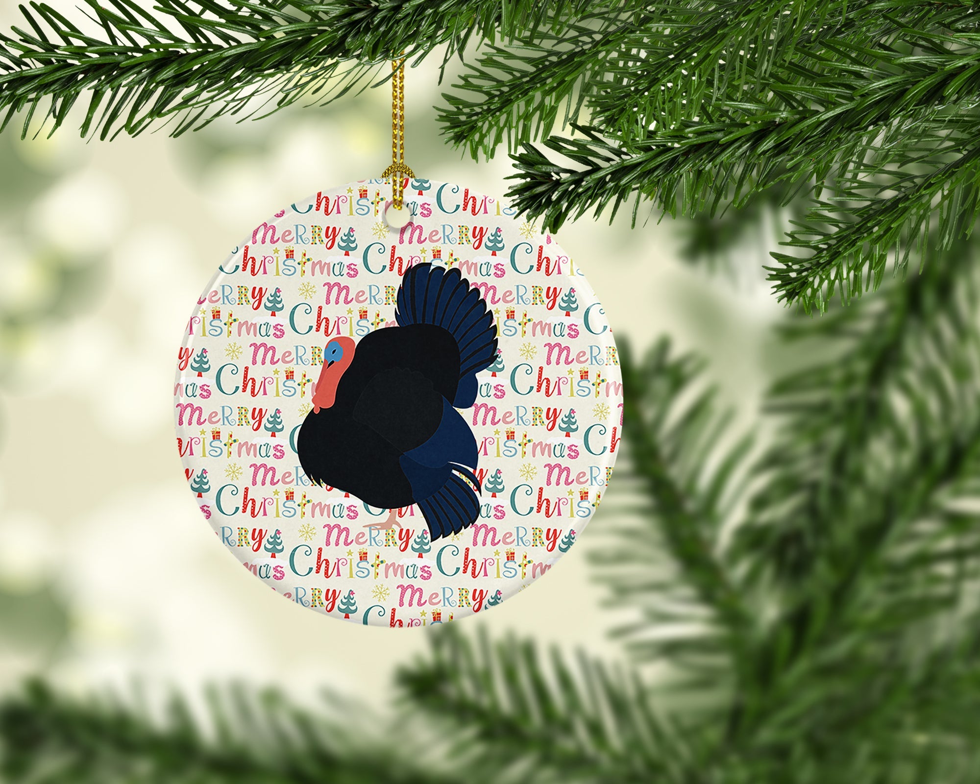 Norfolk Black Turkey Christmas Ceramic Ornament