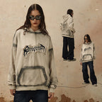 Trendy Embroidered Hoodie with Frayed Hem Design | Streetwear