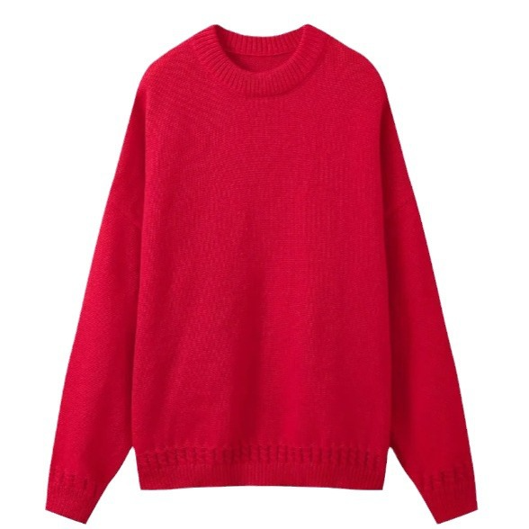 Women's Red Round-neck Pullover Sweater | Streetwear