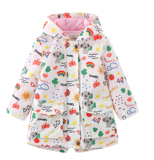 Children's Printed Parka Jacket with Hood (One Piece)