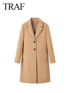 TRAF Women's Elegant Winter Loose Outerwear Coat