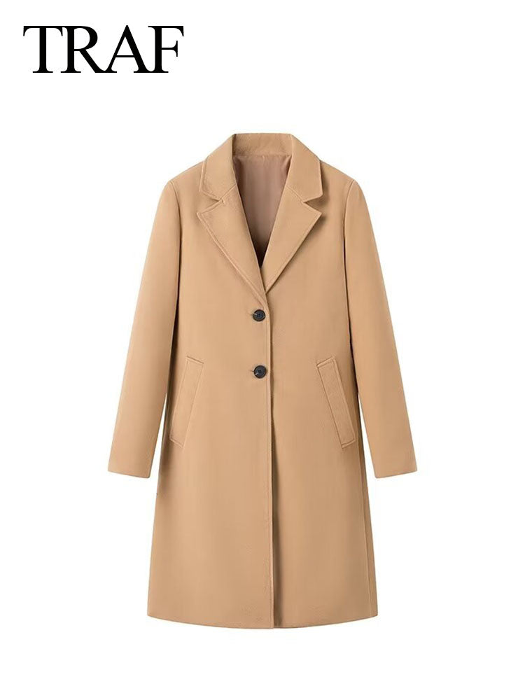 TRAF Women's Elegant Winter Loose Outerwear Coat