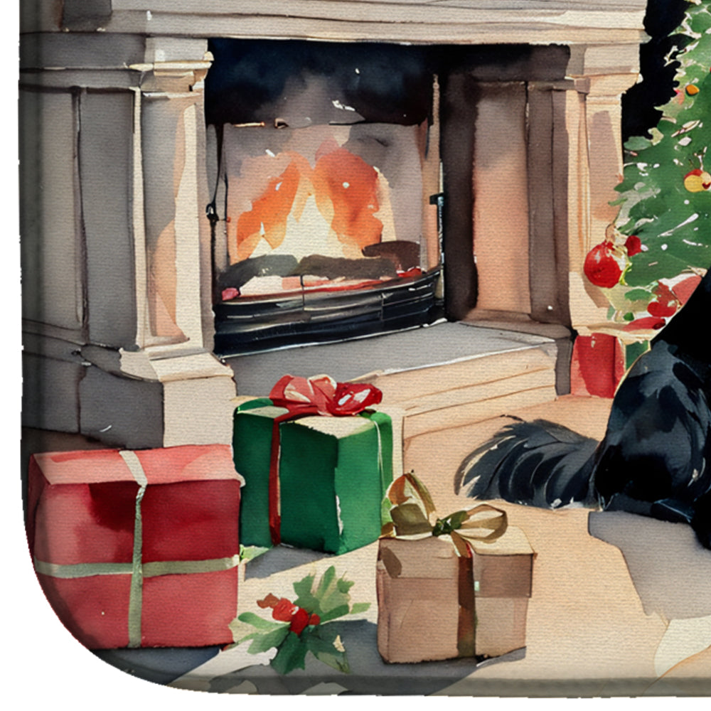 Flat-Coated Retriever Cozy Christmas Dish Drying Mat