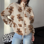 Loose Printed Lamb Wool Coat in European American Style