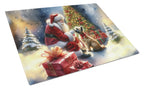 Cairn Terrier and Santa Claus Glass Cutting Board