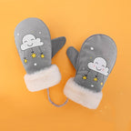 Cute Cartoon Velvet Pupil Mittens for Kids