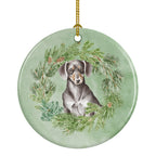 Dachshund Black and Tan Christmas Wreath Ceramic Ornament