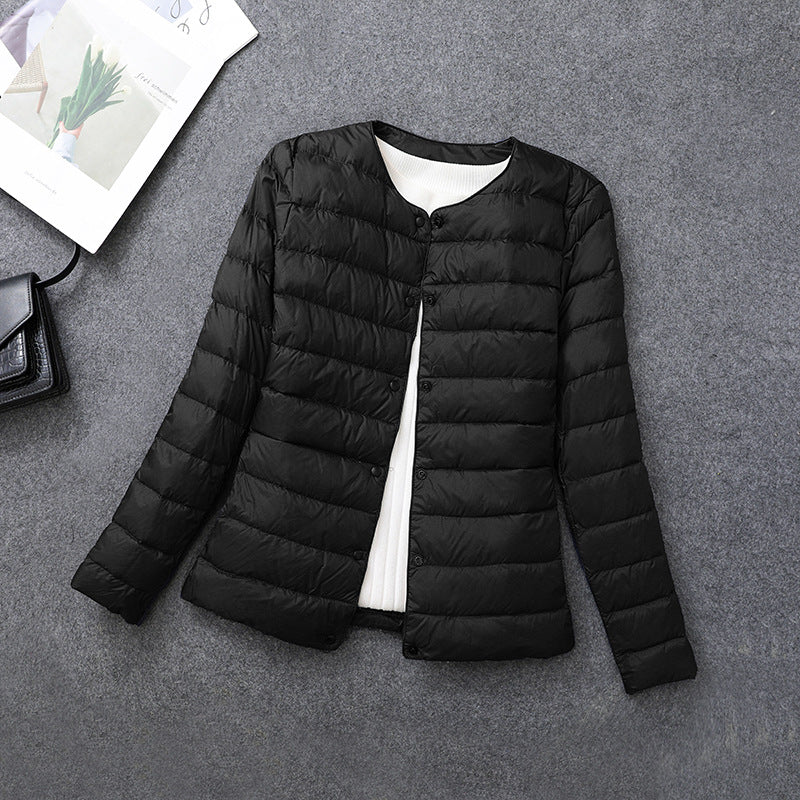 Lightweight Padded Jacket with Round Neck (One Piece)