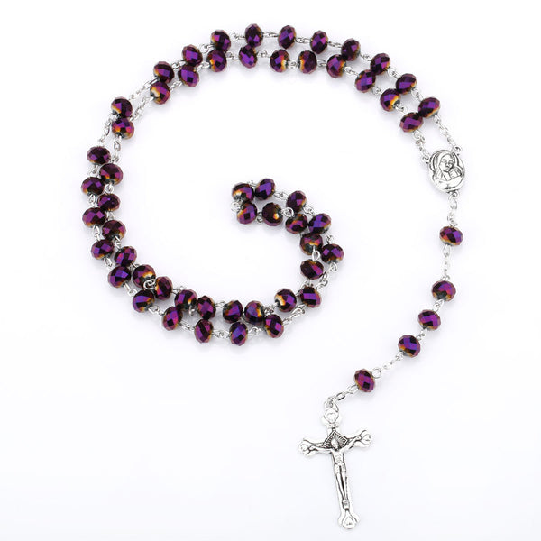 Beaded Crucifix Rosary Necklace