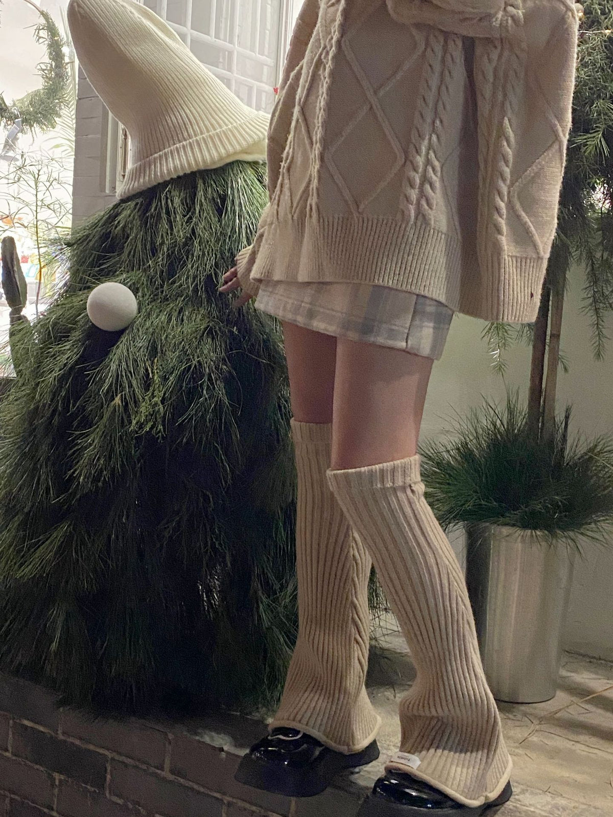 Vintage Striped Knit Wool Wide Leg Flared Socks