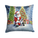 Boston Terrier and Santa Claus Throw Pillow