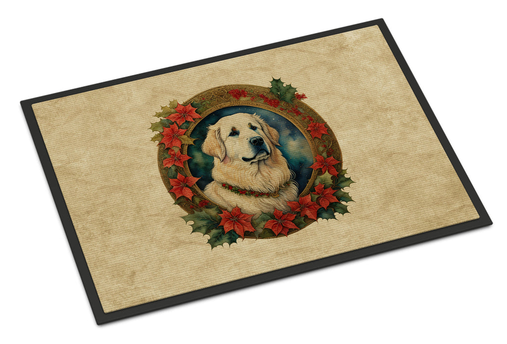 Great Pyrenees Christmas Flowers Doormat
