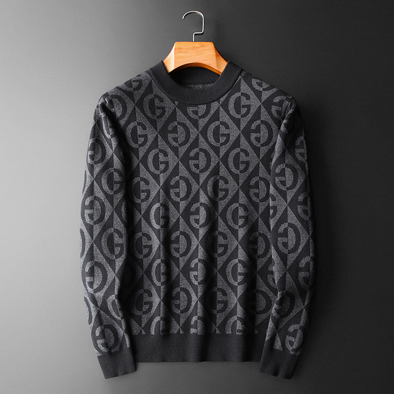 Men's Thick Half Turtleneck Slim Fit Cardigan Sweater