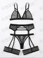 Mesh See-Through Bra Set - Sexy Lingerie (3 Pieces)