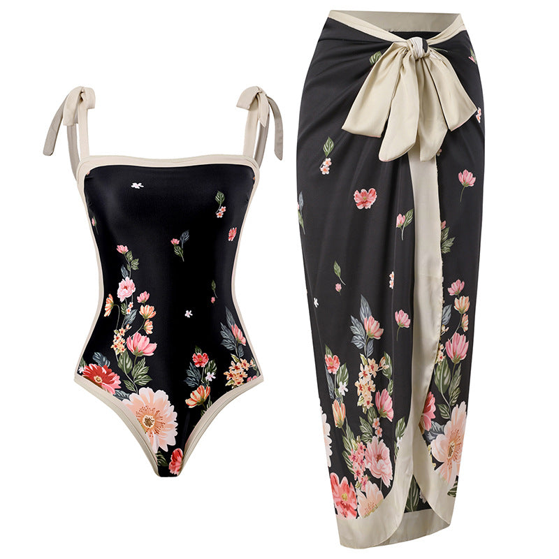 2024 Retro French One-Piece Swimsuit for Vacation