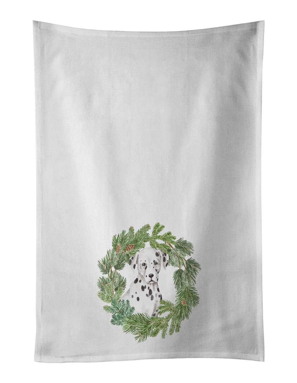 Dalmatian Puppy Christmas Wreath Kitchen Towel Set of 2