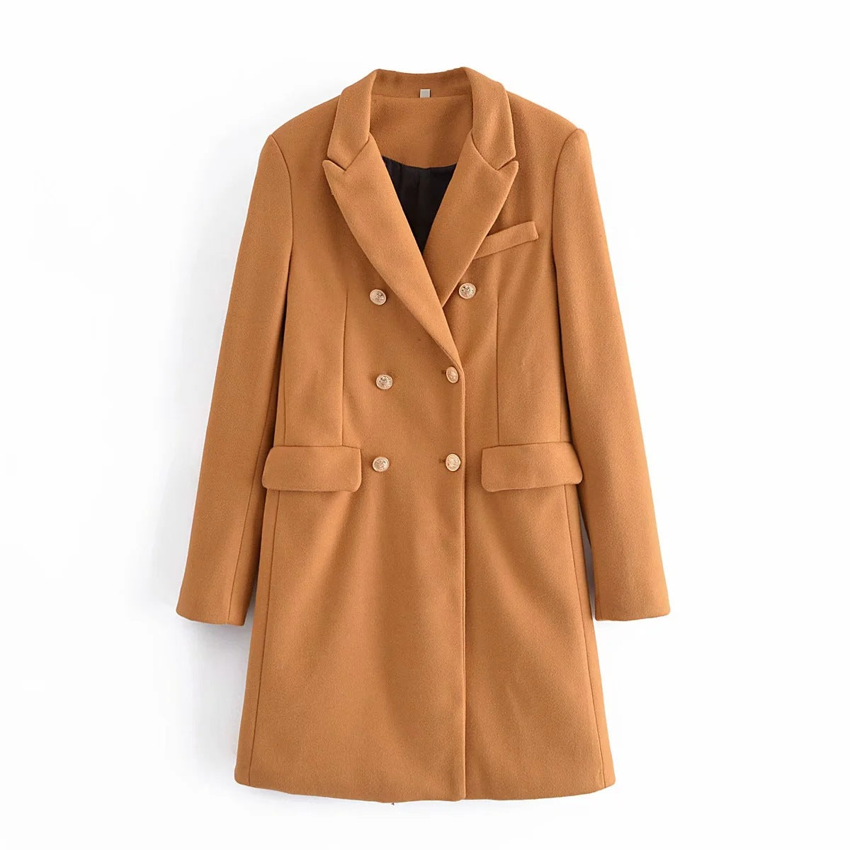 New Slim Mid-Length Double-Breasted Wool Coat Jacket