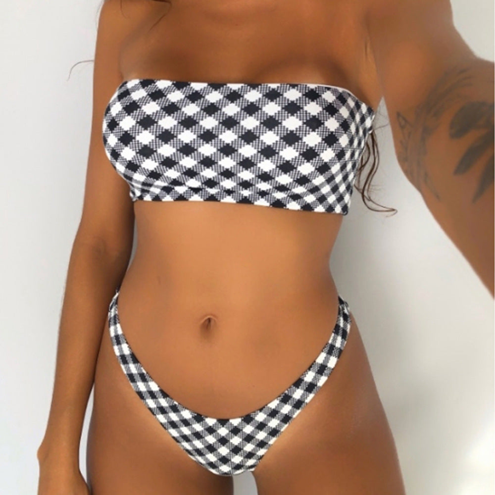 Checkerboard Print Bikini Set