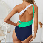 Color Block One-Shoulder Bikini Swimwear