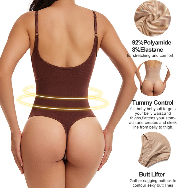 Plus Size Seamless Bodysuit with Thong for Women