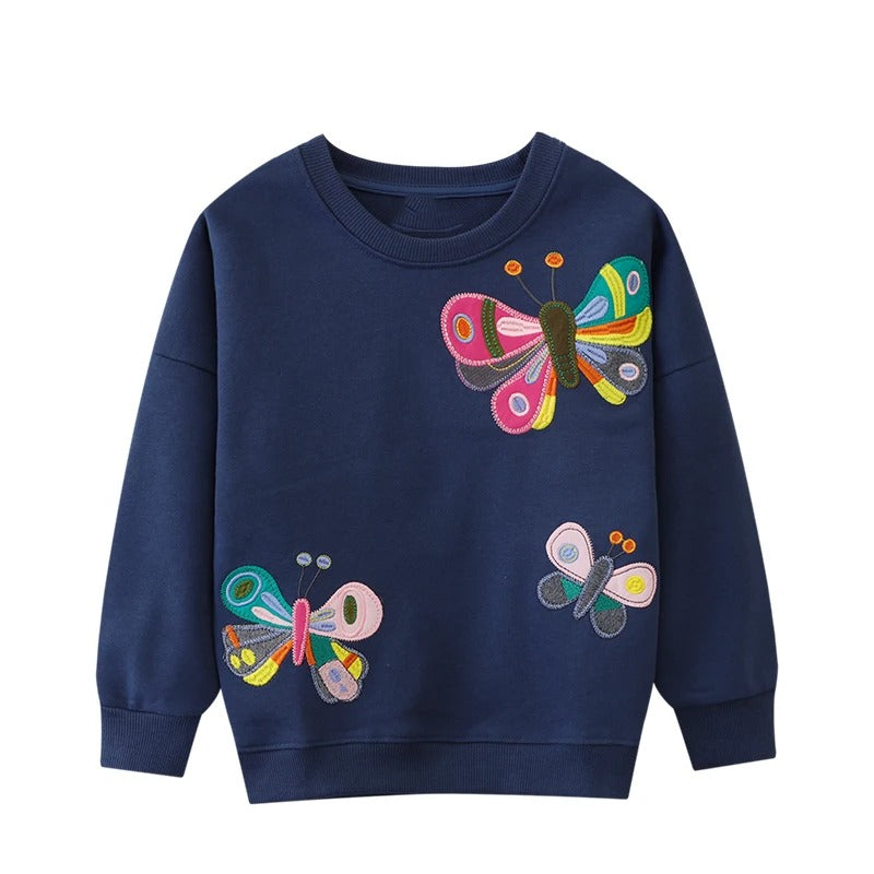 Girls' Cartoon Long-Sleeved Casual Sweater Top