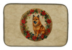 Finnish Spitz Christmas Flowers Dish Drying Mat