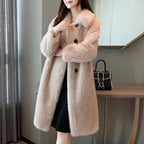 Thickened Medium Length Loose Lamb Wool Coat