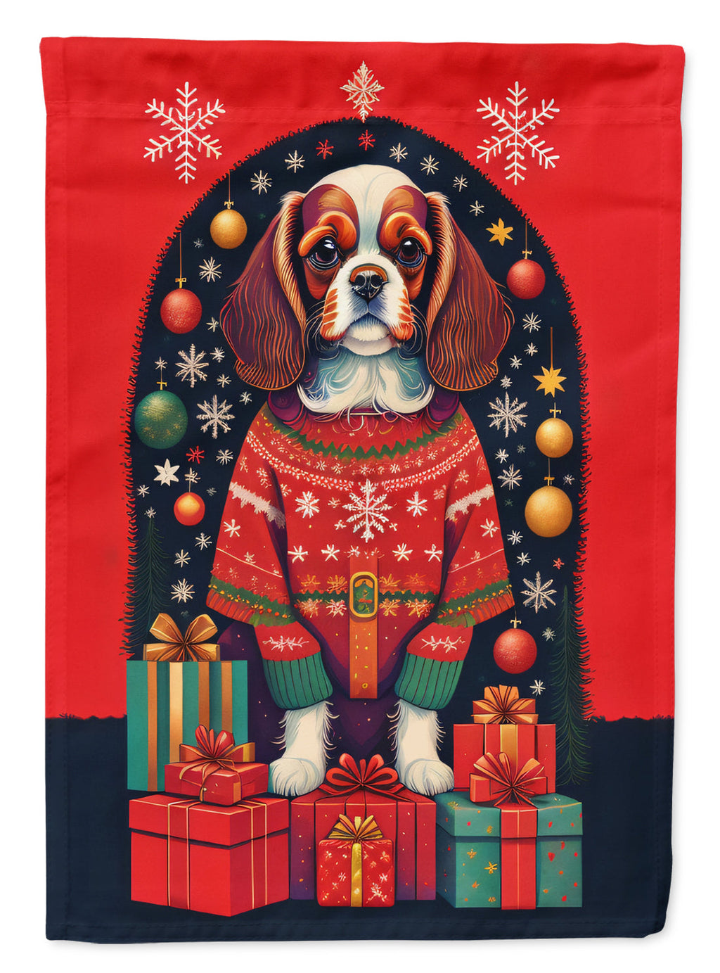 Cavalier Spaniel Holiday Christmas House Flag