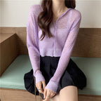 Lucyever Candy-Color Women's Summer Knit Cardigan Top